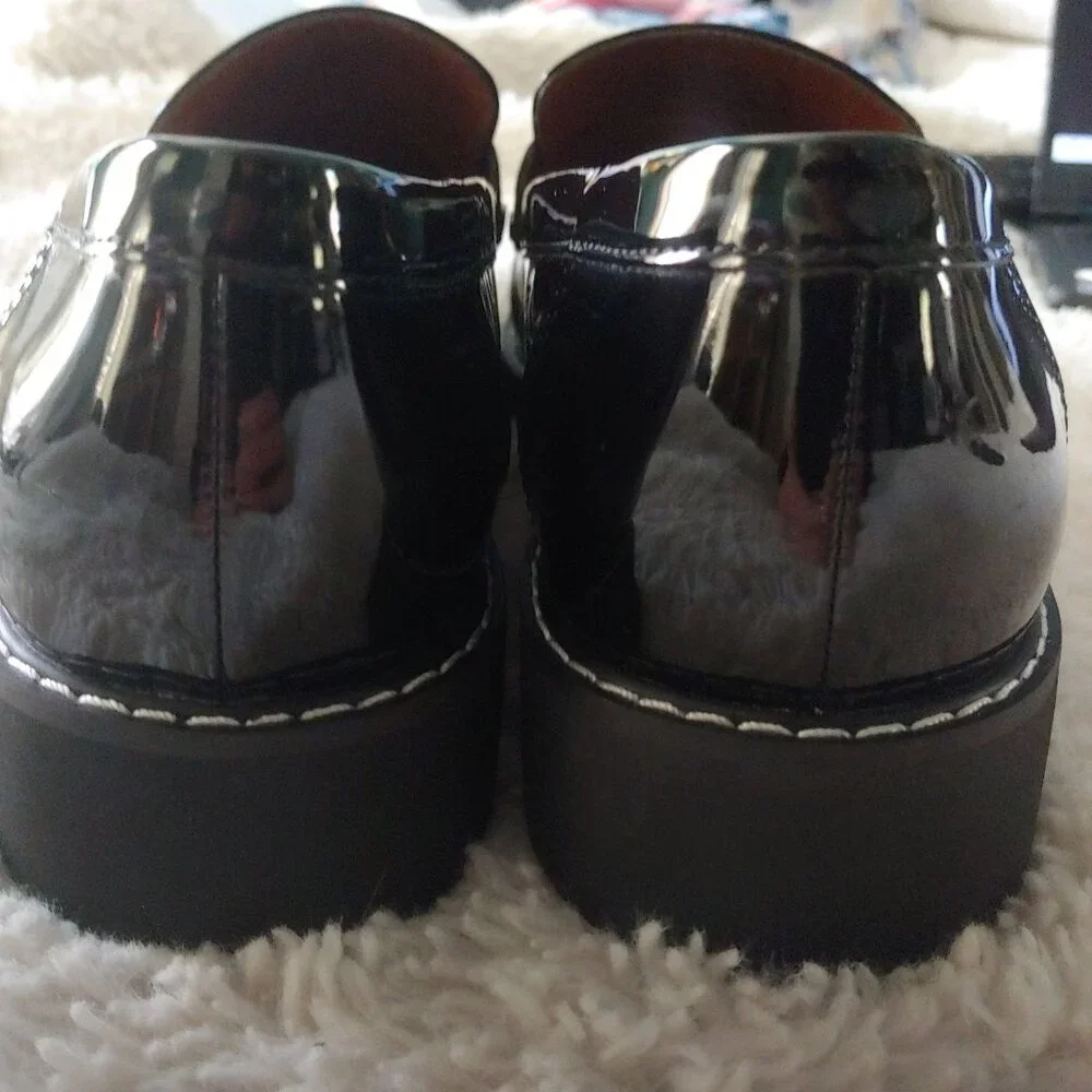 Franco Sarto Cassandra Platform Womens Preppy Academic ShIny Vinyl  Shoe 10 Y2k